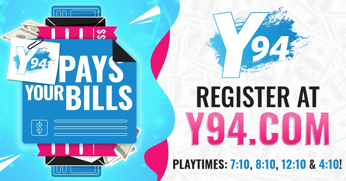 Y94Official's tweet image. Text MONEY to 35270 💰 📱 So #Y94 can Pay Your Bills!!! 💵 🏆 👏
