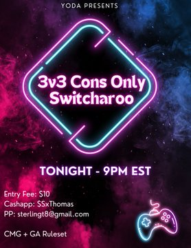 yodaslayz's tweet image. 3v3 Cons ONLY
Last switch ran at a $2.2k Pot
DM to join
DM for discord!
9 EST SPINS START