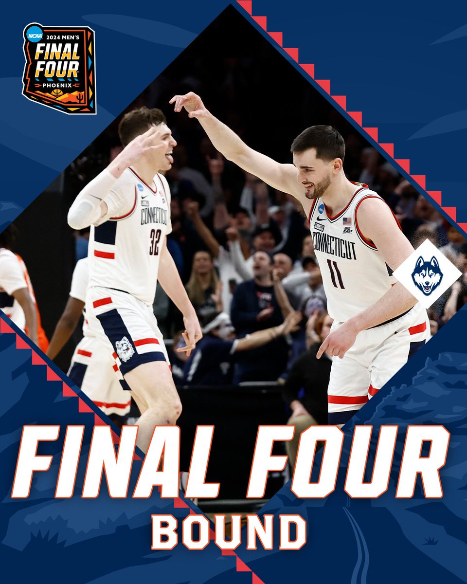 Welcome to Phoenix, @UConnMBB! 👏 The defending champs are back in the #MFinalFour for the 7th time in program history after winning the East Region.