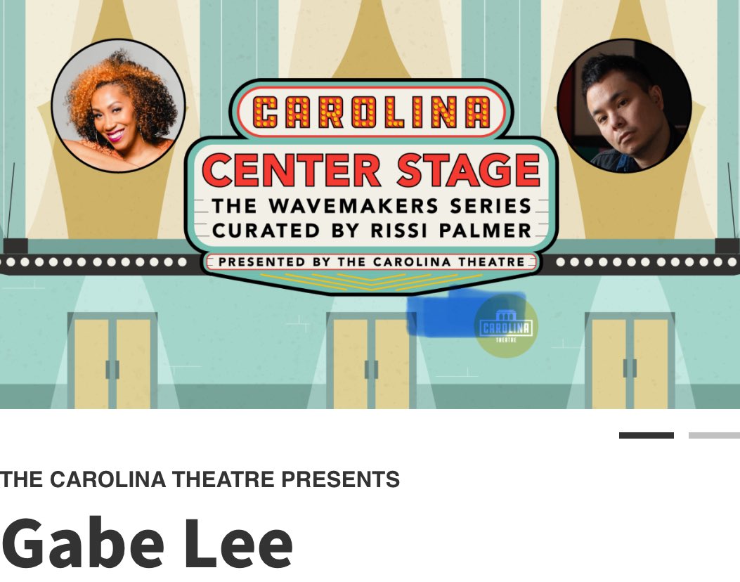 Lotsa Carolina time comin up, this here is one of the highlights! Will be hanging with my friend, the bright and boundless Rissi Palmer. At the beautiful Carolina theater. An awesome setting for storytelling and songs carolinatheatre.org/events/live-ev…