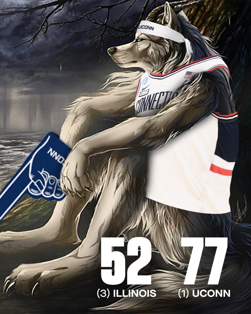 espn's tweet photo. UCONN IS HEADED BACK TO THE FINAL FOUR‼️

The reigning champs have won 10 consecutive NCAA tournament games by double-digits, the longest in history 😱 https://t.co/srC95cUARs