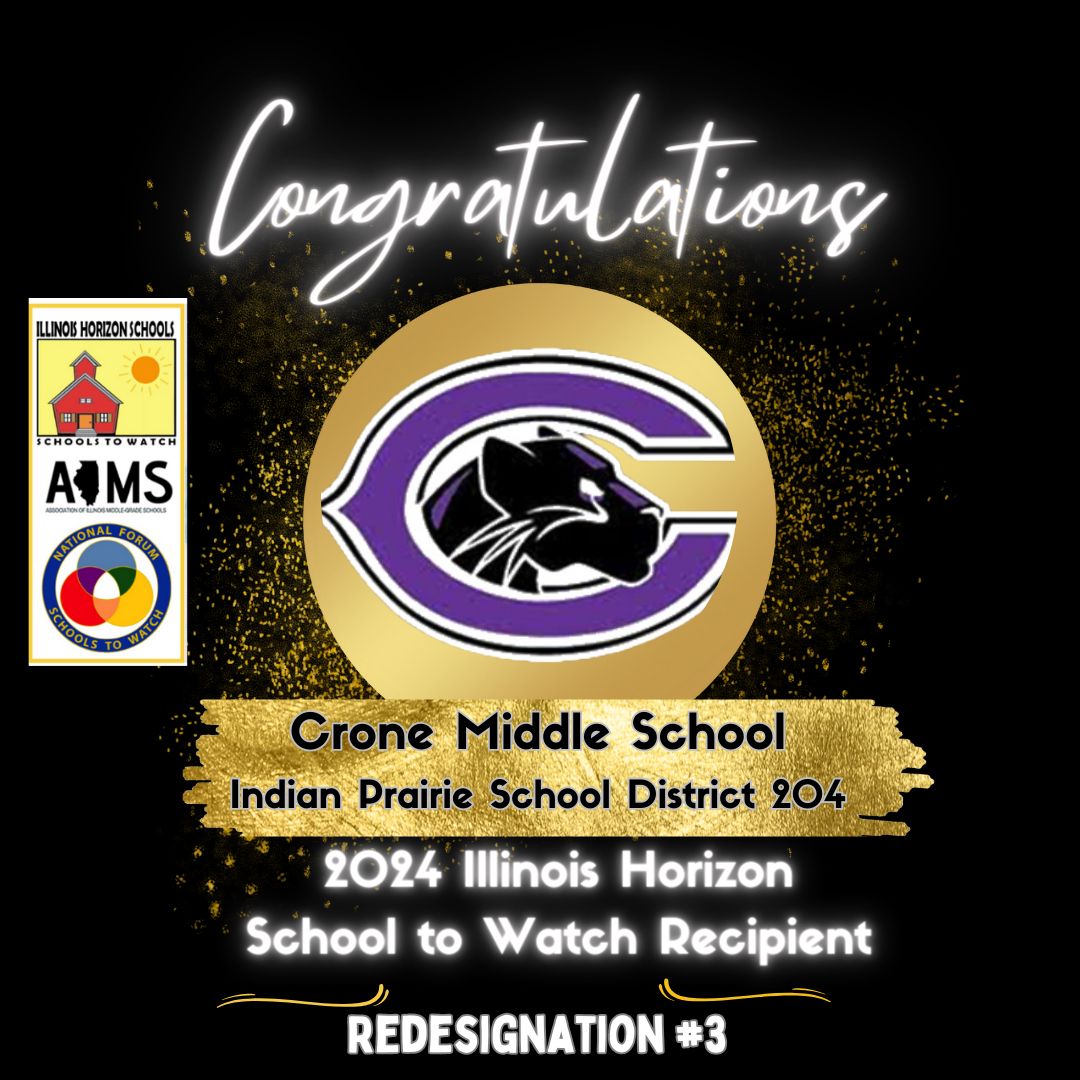 Congratulations Crone Middle School on your 3rd redesignation as an IHSTW recipient. We are proud of the best middle level practices that have been implemented by your staff for over the past decade. We can’t wait to celebrate in DC and at our Network Institute. @CroneSchool