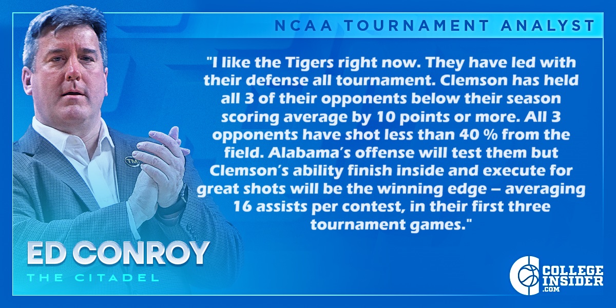 Clemson (24-11) and Alabama (24-11) will square off for the second spot in the Final 4. It's the Saturday nightcap in the City of Angels.