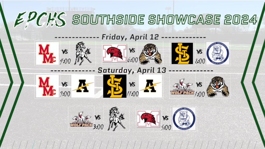 Save the date! We're just a few weekends away from our 2nd Southside Showcase hosted at EPCHS on Friday, April 12 & Saturday, April 13. @RBHS__Softball @AndrewSoftball @ofhssoftball @SoftballMcAuley @RedHawkSB @SIWolfpackSFBL @STL_Softball