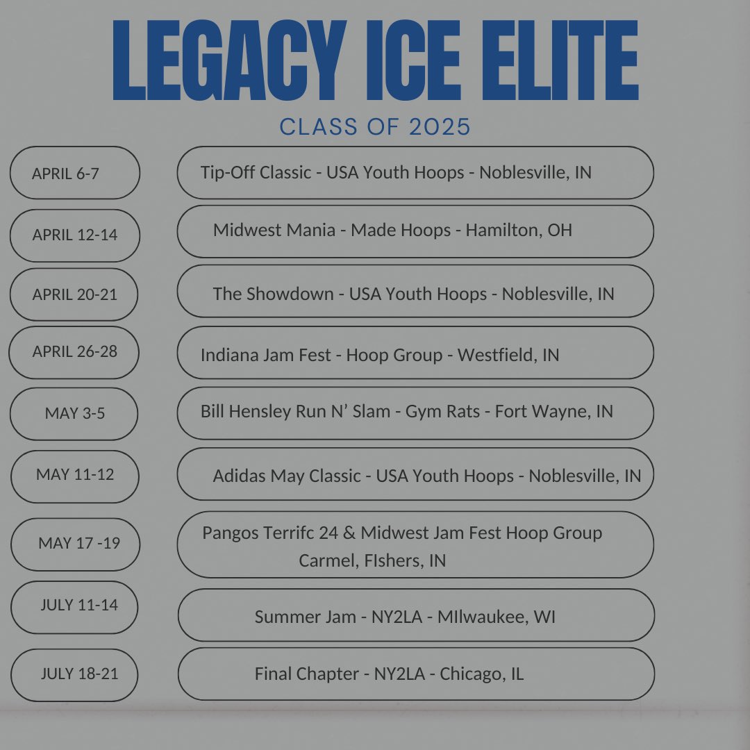 Legacy Ice Elite Schedule Class of 2025