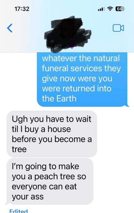 My bff from high school&rsquo;s reaction to me wanting to be a tree when I die 😂 https://t.co/8iZzRvuxPd