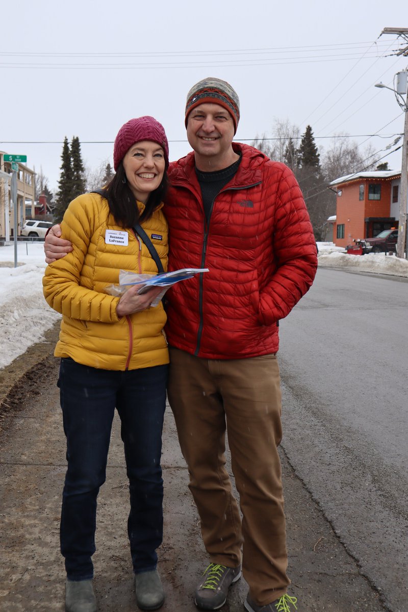Thank you to all the volunteers who came out this morning to knock on doors across Anchorage. Dave and I are also out talking to voters ahead of Election Day. Make sure to turn in those ballots by 8pm on April 2! 

#Anchorage #ANCgov #VoteSuzanne