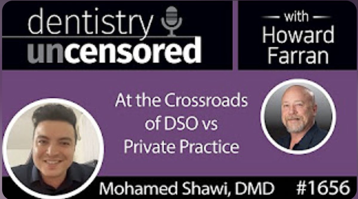 Dr. Mohamed Shawi at the Crossroads of DSO vs. Private Practice youtu.be/8_bSC2vE5tI?si… @Dentaltown - Why Is Owning So Much Better Than Working For A DSO? dentaltown.com/messageboard/t…