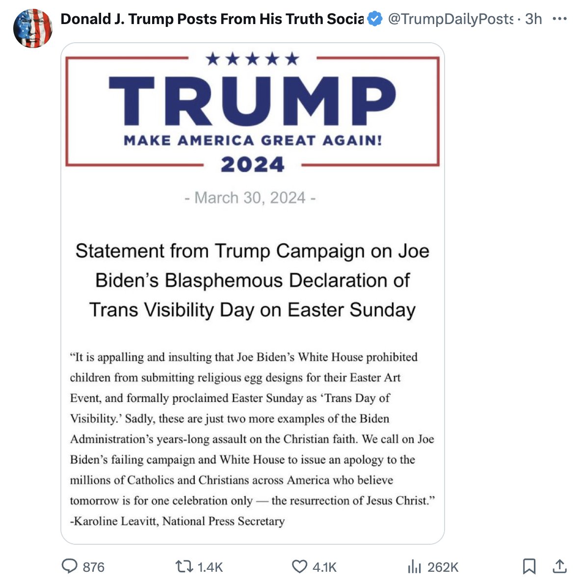 COMMUNITY NOTE: President Joe Biden is a devout Christian long deemed a defender of religious freedom. Donald Trump is a rapist, adulterer, bigot, Islamophobe, antisemite, fraudster, and *atheist* who’s never read the Bible, doesn’t follow any Commandments, and faces 88 felonies.
