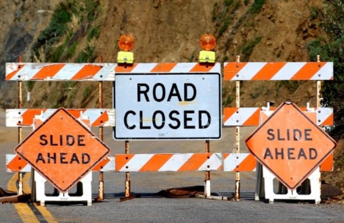 Highway 1 is closed at Palo Colorado due to a slip-out near Rocky Creek. The southbound lanes have been lost and northbound lanes potentially impacted. Caltrans engineers will assess conditions this evening/tomorrow morning. The current closure now extends south to Limekiln.