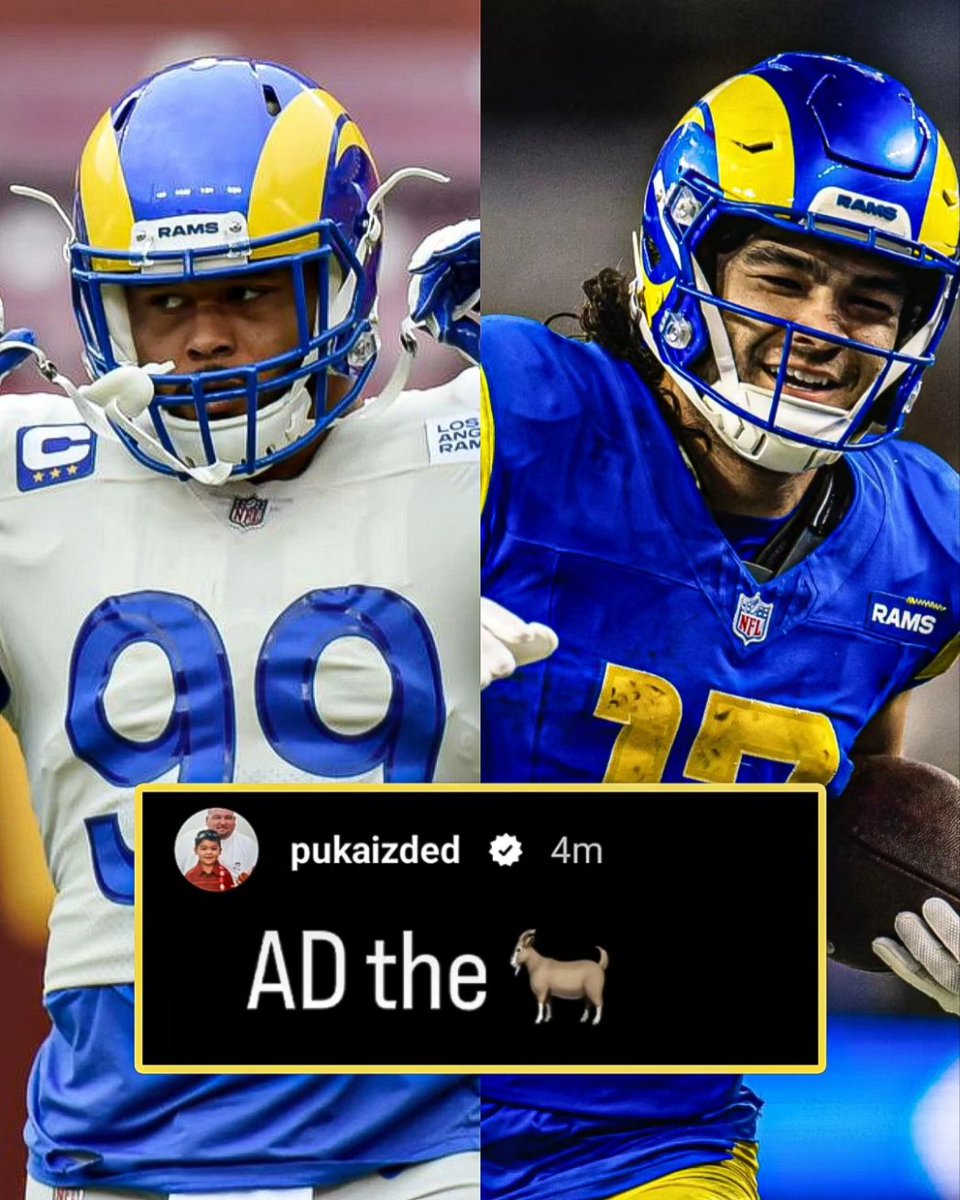 Puka Nacua says 'AD the 🐐' on his instagram. Puka giving praise to @aarondonald99 - Via @pukaizded - 📸 @rams - Follow @ramsdfa for daily rams content, I post daily regarding the Rams 💙💛