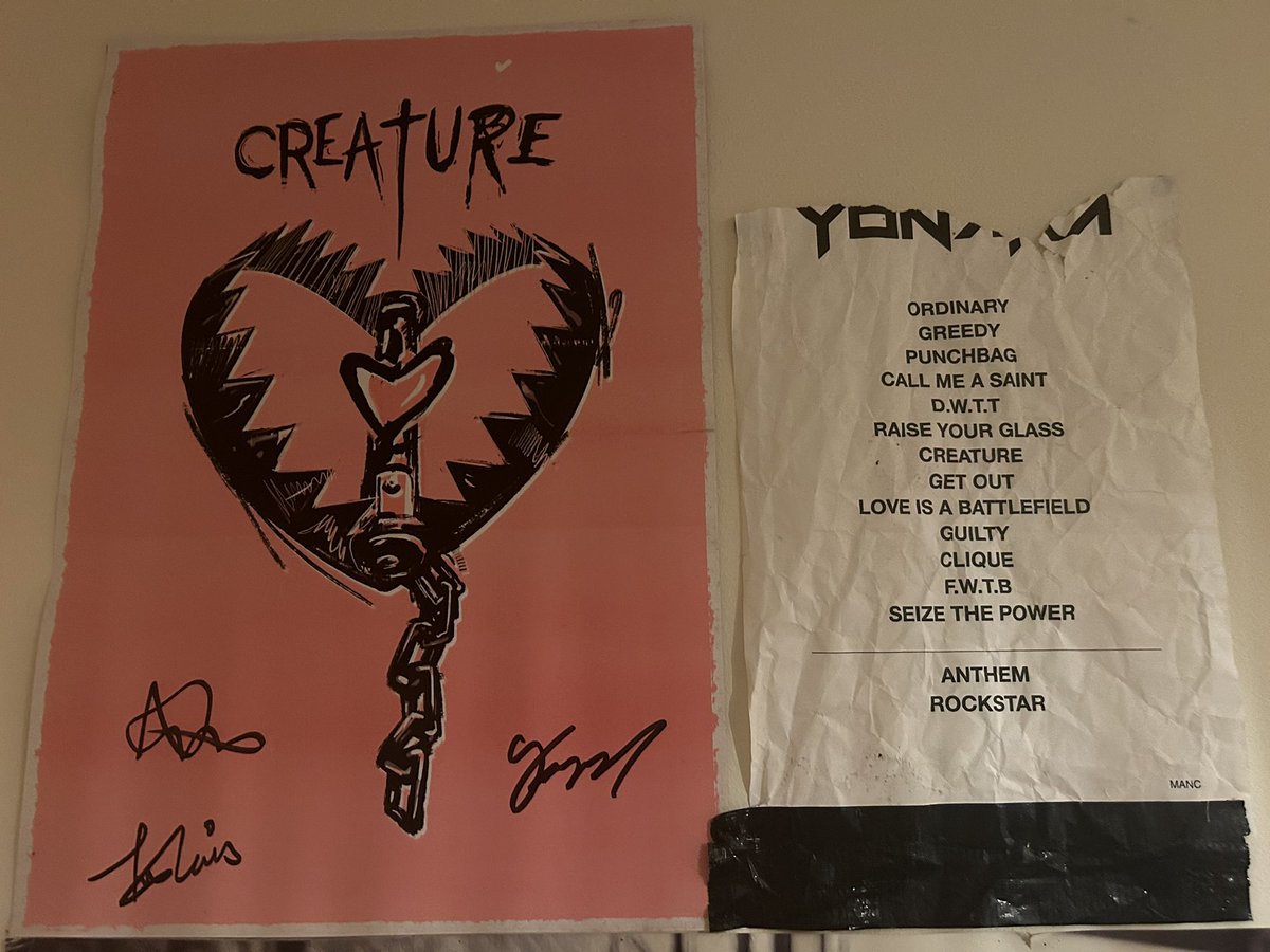 I said 2 years ago that this was going on our wall. Felt right to put it next to our poster from this year’s tour. (They are both getting framed) Thank you @weareYONAKA for one of the best nights ever in Manchester last Saturday. I can’t wait until next time!✨🤘🏻🖤