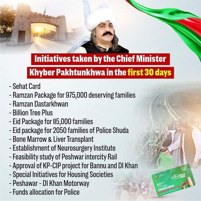 AftabAlamPTI's tweet photo. Initiatives taken by Chief Minister Khyber Pakhtunkhwa @AliAminKhanPTI in first 30 days.
#RisingKP #DevelopingKP https://t.co/vyPGEEesZt