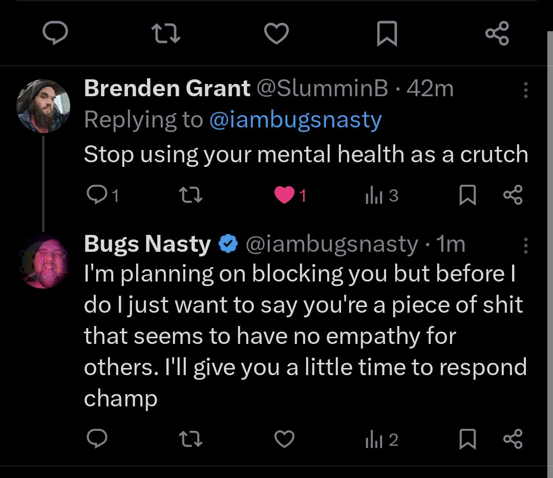 Let's all do a slow clap for this ignorant prick that earned my only block today 👏 👏 👏 👏
#MentalHealthMatters @SlumminB #BipolarStrong