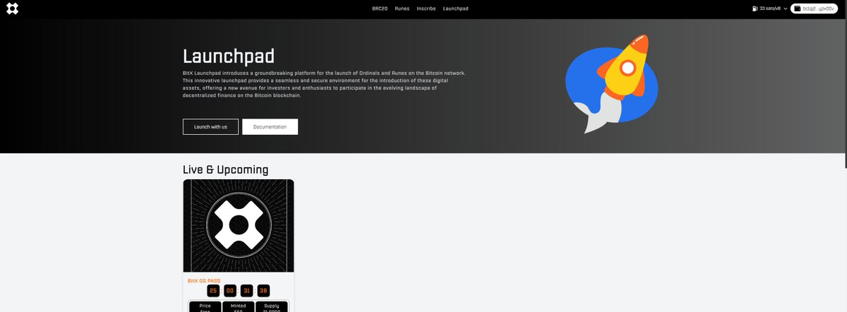 BitX Launchpad for #Ordinals and #Runes is LIVE 🔥

Launch your project with us 👇

bxdx.io

Like + RT > First 200 Wallets