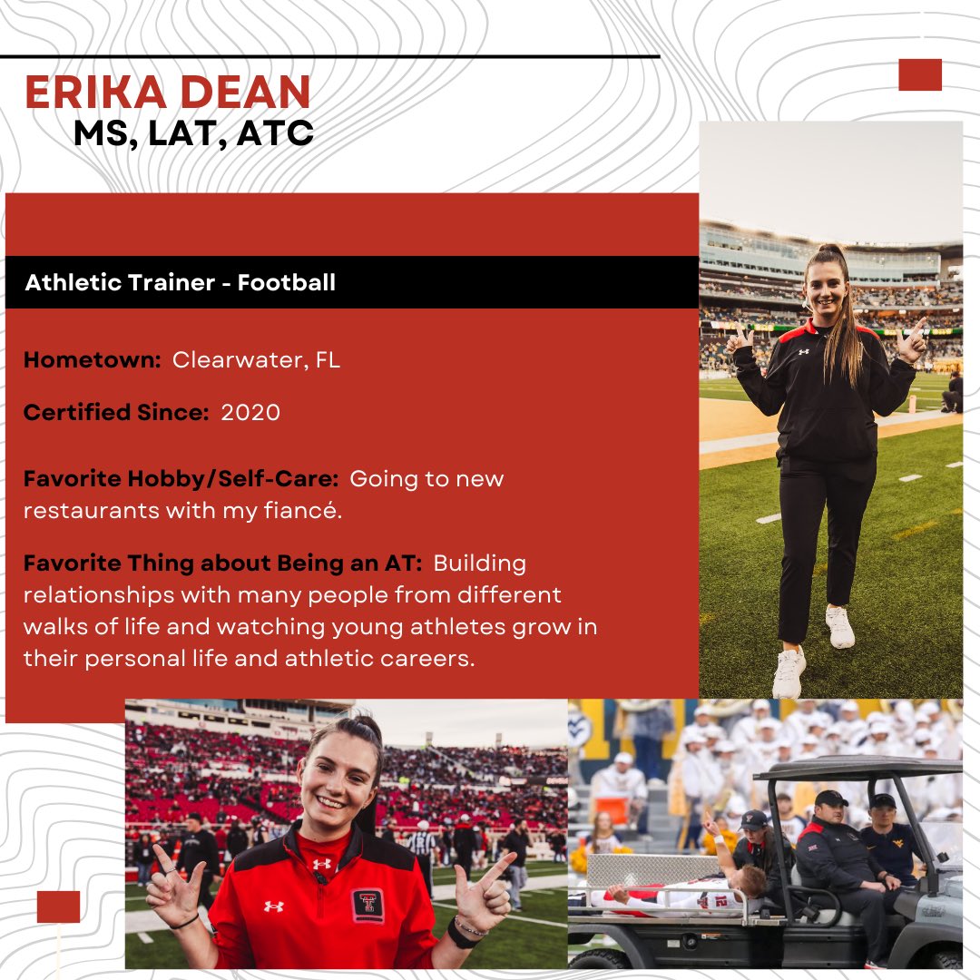 Texas Tech Athletic Training🌵 (@ttusportsmed) on Twitter photo Before the end of March TOUCHes DOWN 🏈, meet <a href="/eridean3/">Erika Rowe</a> !! Her hustle and heart truly sets her apart. Thank you for all your hard work, Erika!
#TTUSportsMed. #TexasTech. #NATM. #NATM2024. #FromHeadtoToe. #AthleticTraining. #SportsMedicine. Before the end of March TOUCHes DOWN 🏈, meet <a href="/eridean3/">Erika Rowe</a> !! Her hustle and heart truly sets her apart. Thank you for all your hard work, Erika!
#TTUSportsMed. #TexasTech. #NATM. #NATM2024. #FromHeadtoToe. #AthleticTraining. #SportsMedicine.