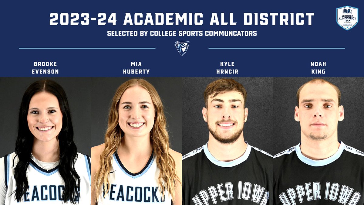 Congratulations to Evenson, Huberty, Hrncir and King for being named CSC Academic All-District!🦚🧠 #FeathersUp