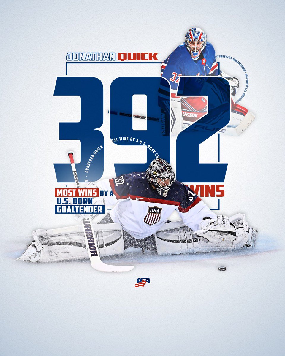 usahockey's tweet photo. HISTORY MADE! Jonathan Quick is the winningest U.S.-born goaltender in NHL history 🇺🇸 https://t.co/b9wR2qgq5X