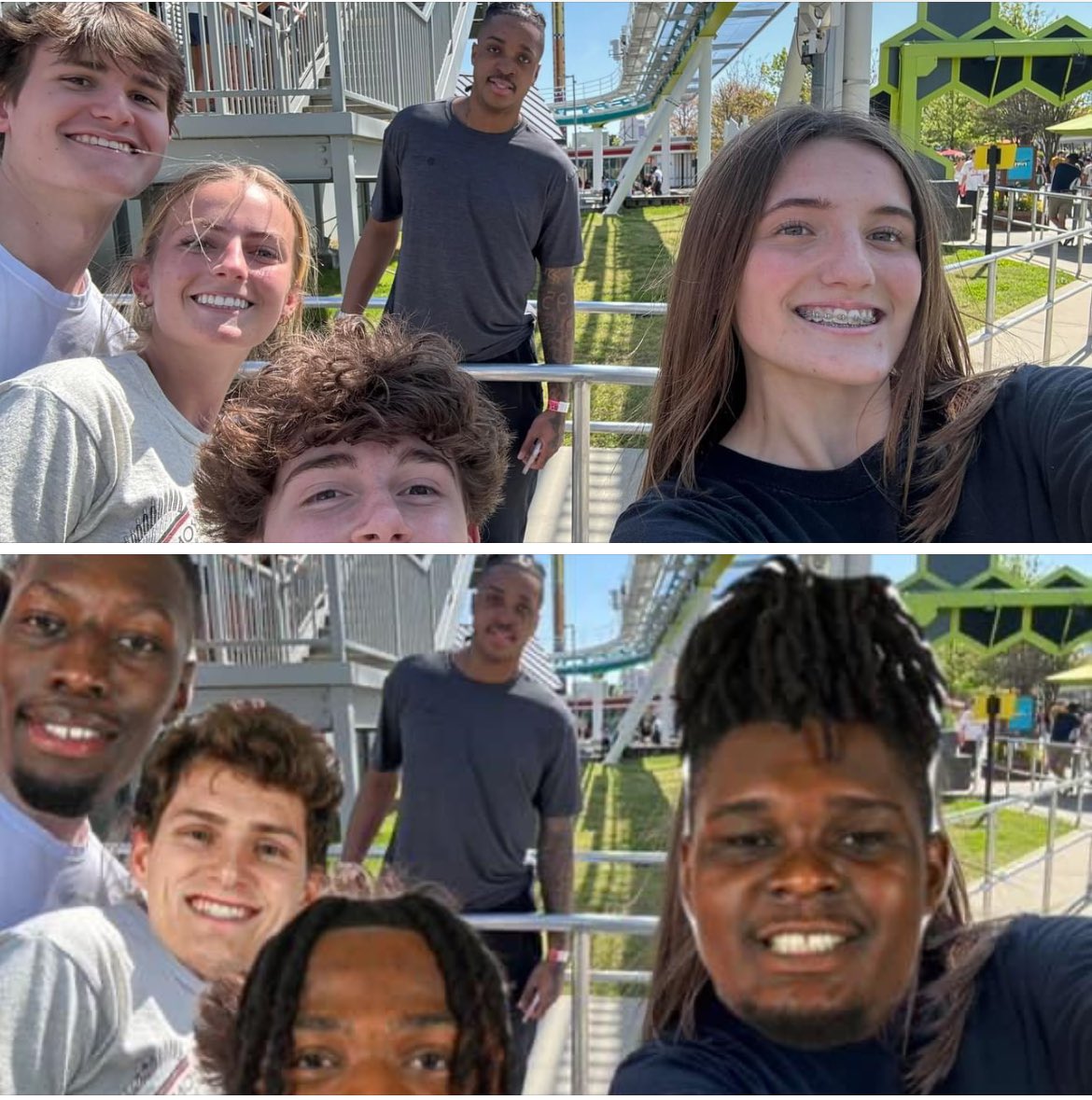 My daughter and her friends met Armando Bacot today at Carowinds in Charlotte, NC. She sent me the pic so I fixed it for her. Go Pack! 🐺 <a href="/BarstoolPack/">Barstool Pack</a> <a href="/PackMensBball/">NC State Men's Basketball</a>