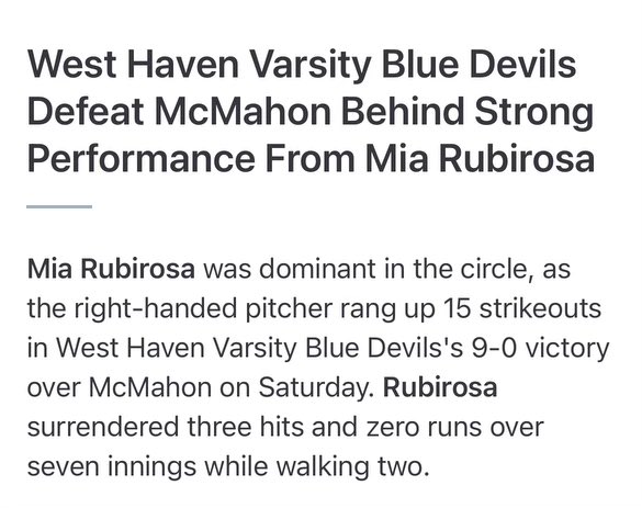 Way to start our season with a W! Congrats to Coach Bridget on her first win as our head coach. What an hour to be coached by an alumni of my future home. Go Westies! Go Bobcats! 
<a href="/westhavensb/">West Haven Softball</a> <a href="/QU_Softball/">Quinnipiac Softball</a> <a href="/CharmerSoftball/">Connecticut Charmers</a> <a href="/CoachRuss3/">Russ Senerchia</a> @GameTimeCT