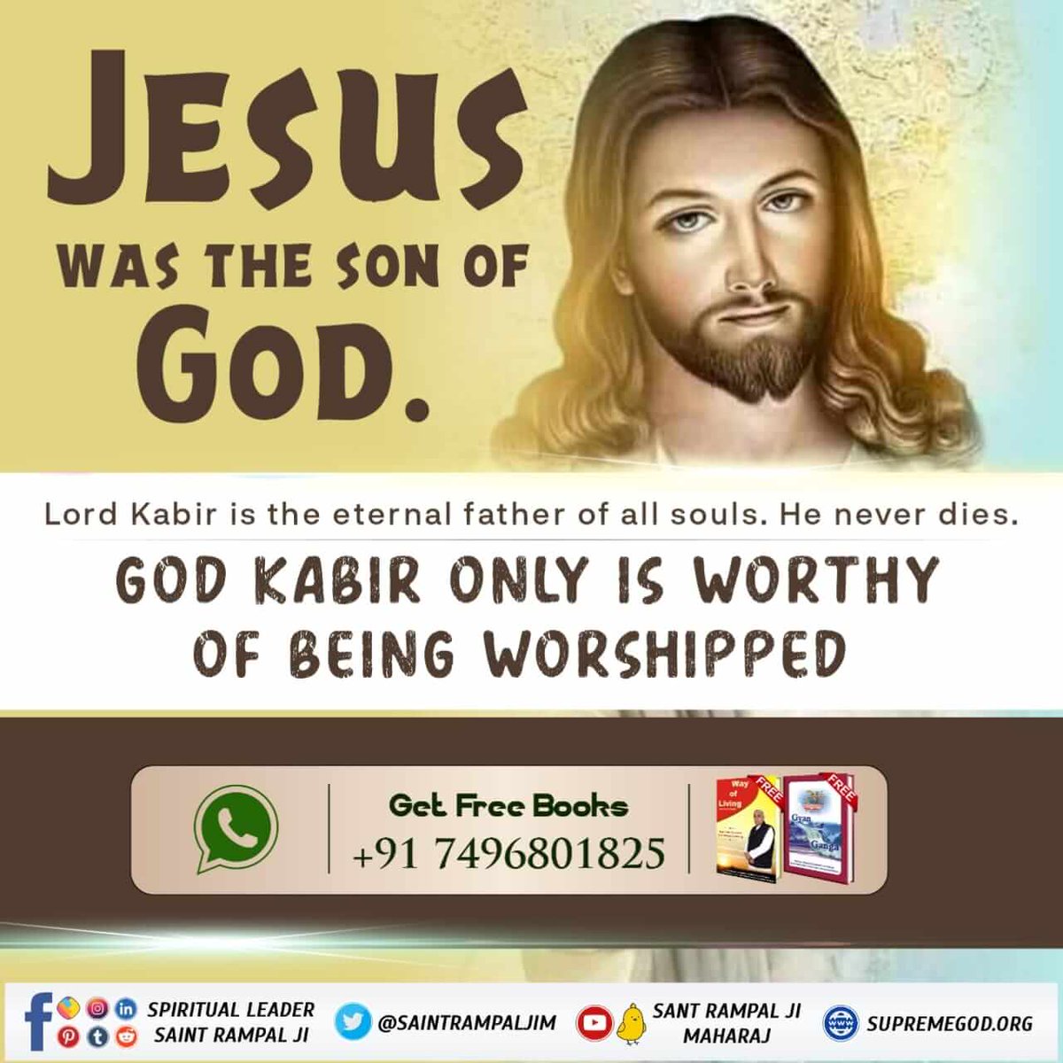 RealSachinJi's tweet photo. #Facts_About_EasterSunday
Jesus was the son of the Supreme God. That Supreme God, the master of all, is Kabir Saheb Ji who is immortal and never going to die.
Kabir Is God https://t.co/IWk5PNMOgN