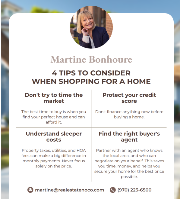 Here are 𝐟𝐨𝐮𝐫 𝐞𝐬𝐬𝐞𝐧𝐭𝐢𝐚𝐥 𝐭𝐢𝐩s to consider when shopping for a home. 

📣 Stay tuned for expert advice and guidance on finding the perfect property! 

#RealEstateExpert #HomeShopping #DreamHome #HouseHunting #MartineBonhoure
