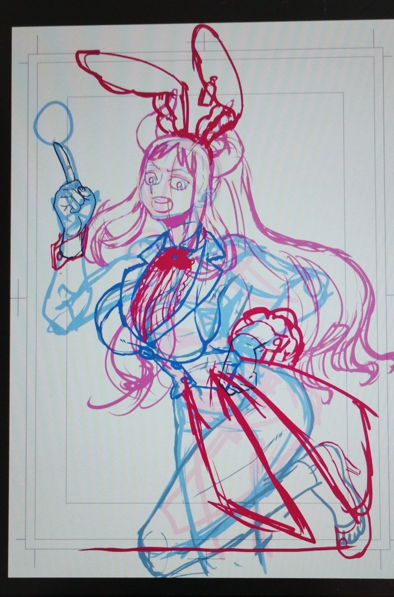 今日に合わせてバニー描けよって、衣装とポーズ案をぶん投げられたのでやってますが、終わるのか不安WIPヤマト 