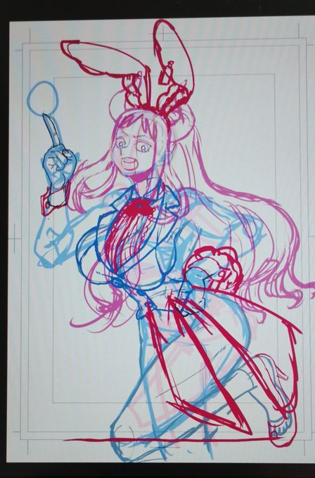 今日に合わせてバニー描けよって、衣装とポーズ案をぶん投げられたのでやってますが、終わるのか不安WIPヤマト 