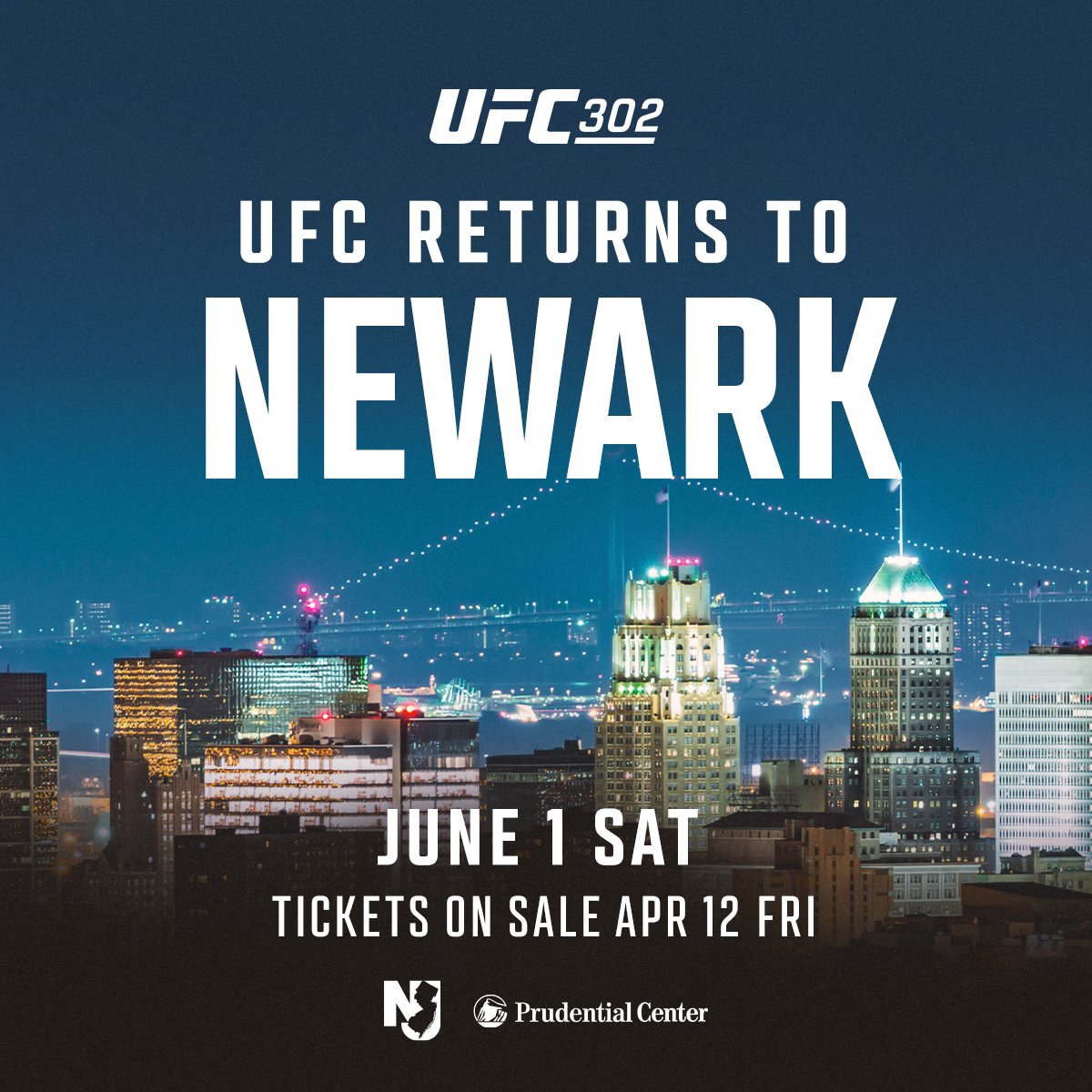 We're heading back to the Garden State! 🙌 Newark, we'll see you in June for #UFC302 More info: UFC.com/Newark #Visit_NJ | @Visit_NJ | @PruCenter