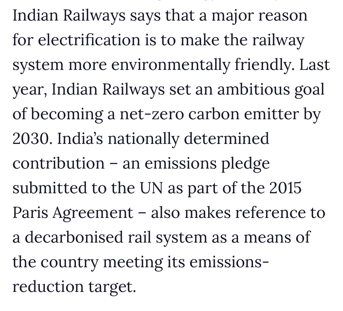 Crazy statistic I learned today, 94% of the railway network in India is now electrified, nearly all of it done in the last 10 years. UK, only 38% rail network is electrified. EU 56%.