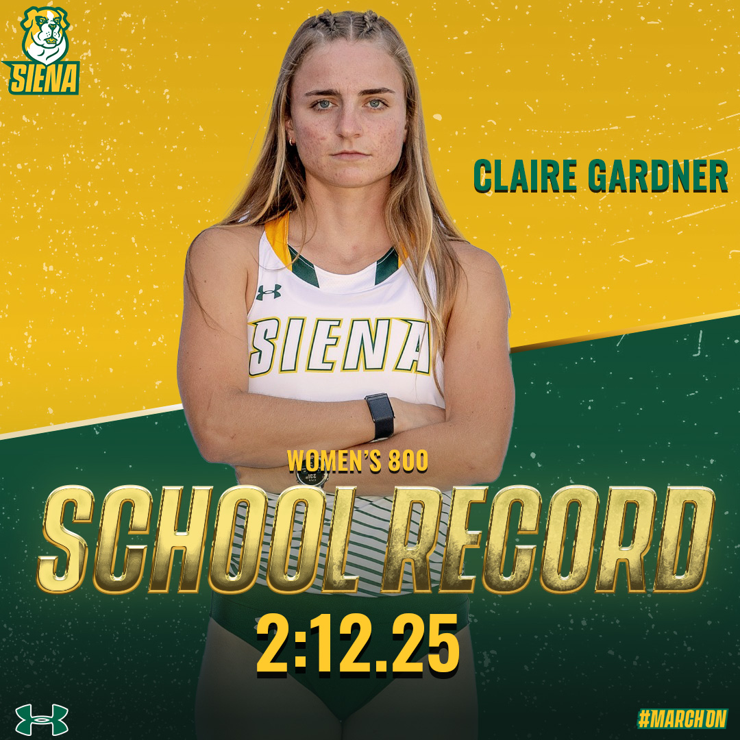 Starting off outdoor season with a 💥 @SienaXCTrack's Claire Gardner took down the women's 800 record today at the Black & Gold Invitational! 📰 t.ly/Gcv2D #MarchOn