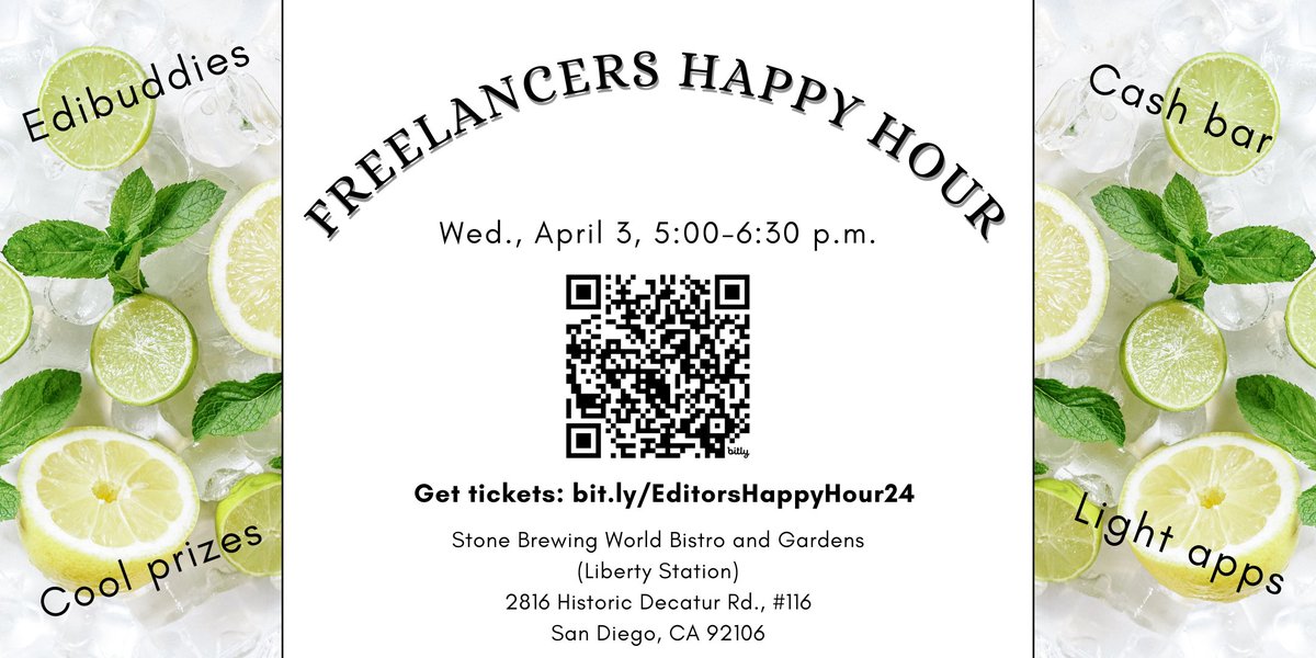 Barbie Halaby (@monocleed) on Twitter photo Don't forget to register for the Freelancers Happy Hour if you'll be at #ACES2024. Open to all: freelancers and those who love them! Valuable and fun door prizes, so bring your biz cards. Huge thanks to our sponsors: <a href="/word_chat/">That Word Chat</a> and <a href="/NadiaGeagea/">Nadia Geagea Pupa</a>'s Editor's Half Hour podcast. Don't forget to register for the Freelancers Happy Hour if you'll be at #ACES2024. Open to all: freelancers and those who love them! Valuable and fun door prizes, so bring your biz cards. Huge thanks to our sponsors: <a href="/word_chat/">That Word Chat</a> and <a href="/NadiaGeagea/">Nadia Geagea Pupa</a>'s Editor's Half Hour podcast.