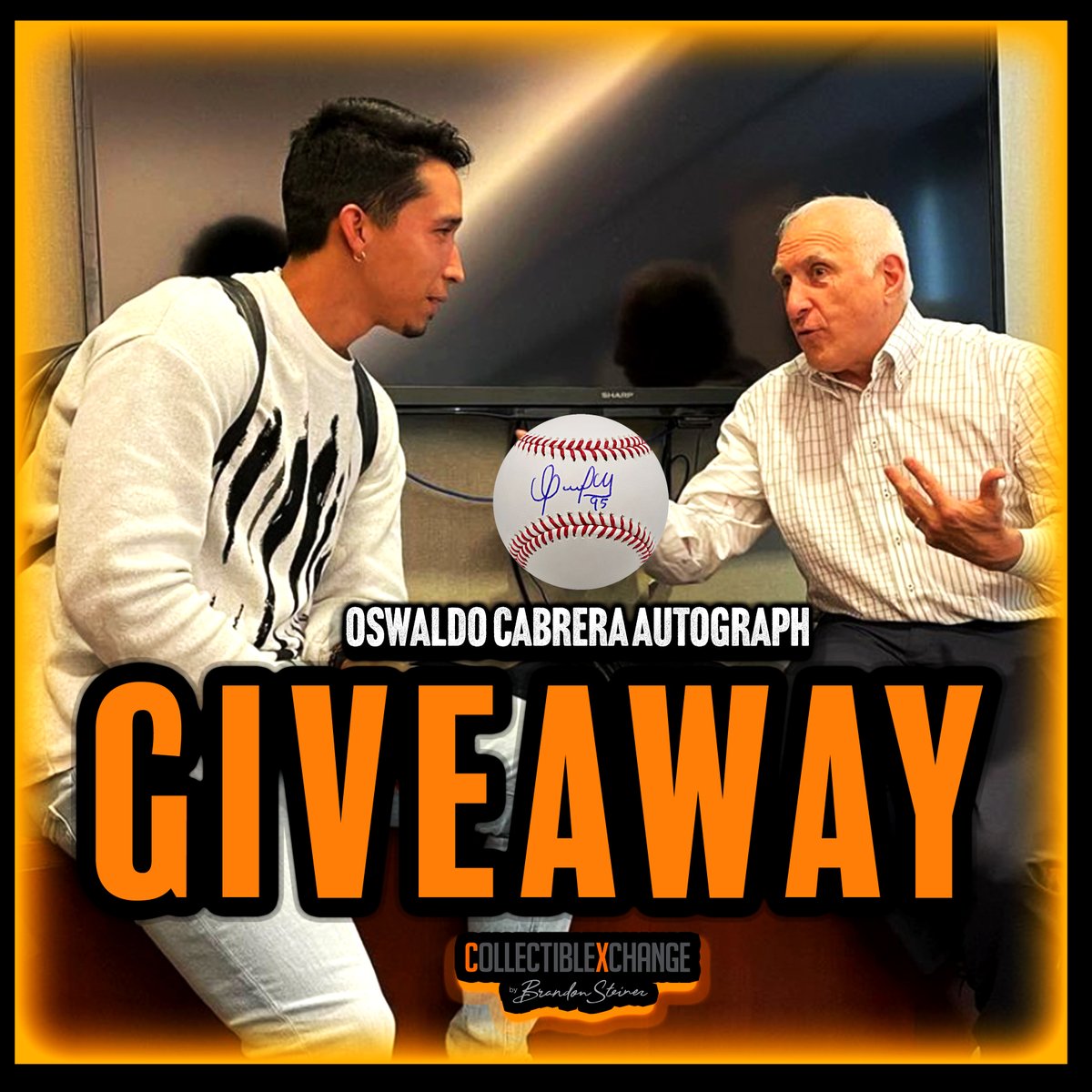 OSWALDO CABRERA GIVEAWAY Rules to enter: 1. Follow @BrandonSteiner and @CXSTUFF 2. Like this post 3. Tag two Yankee Fans in the comments and comment what your favorite Oswaldo moment is! 4.Retweet this post Good Luck!