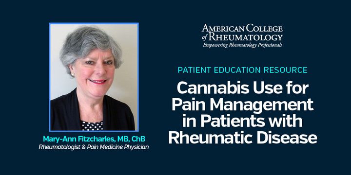 Rheumatologist Mary-Ann Fitzcharles, MB, ChB sat down with the ACR to discuss the evolving landscape around cannabis use, rheumatic pain, and what we're learning. Watch our 5-minute chat here: youtu.be/7mpBjnTdxuQ