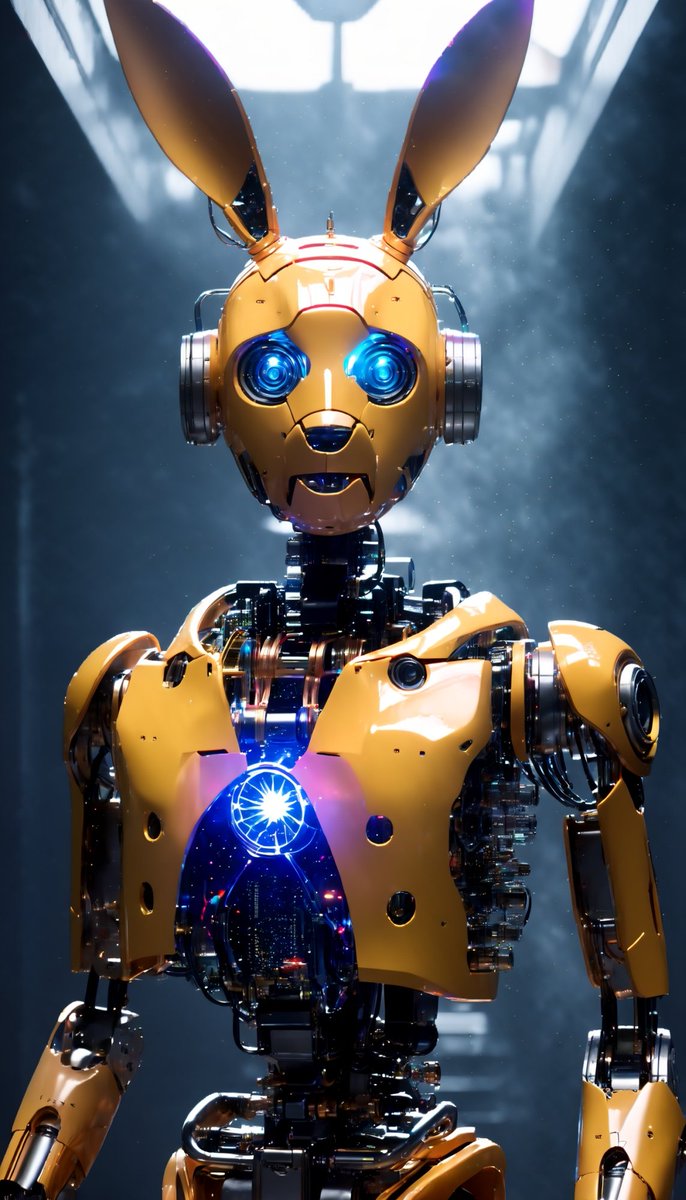 y0_n4s's tweet image. Happy Easter! #robotbunny #happyeaster #robots #AIart