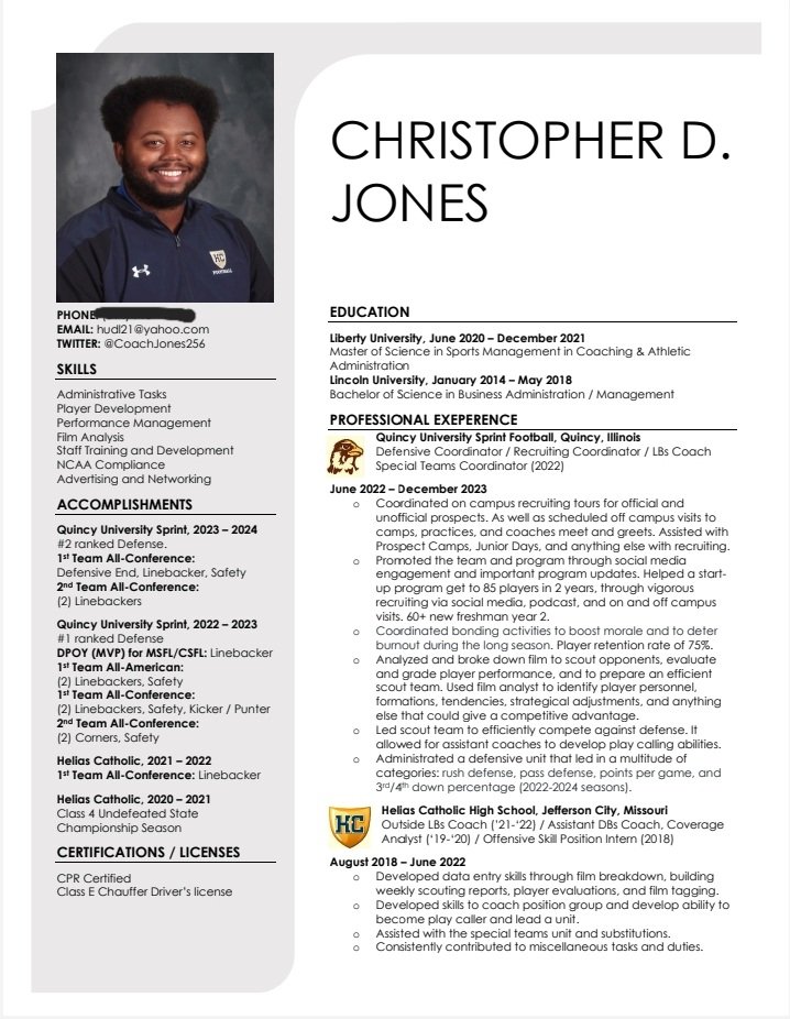 Coach Chris Jones B.S., M.S. tweet media