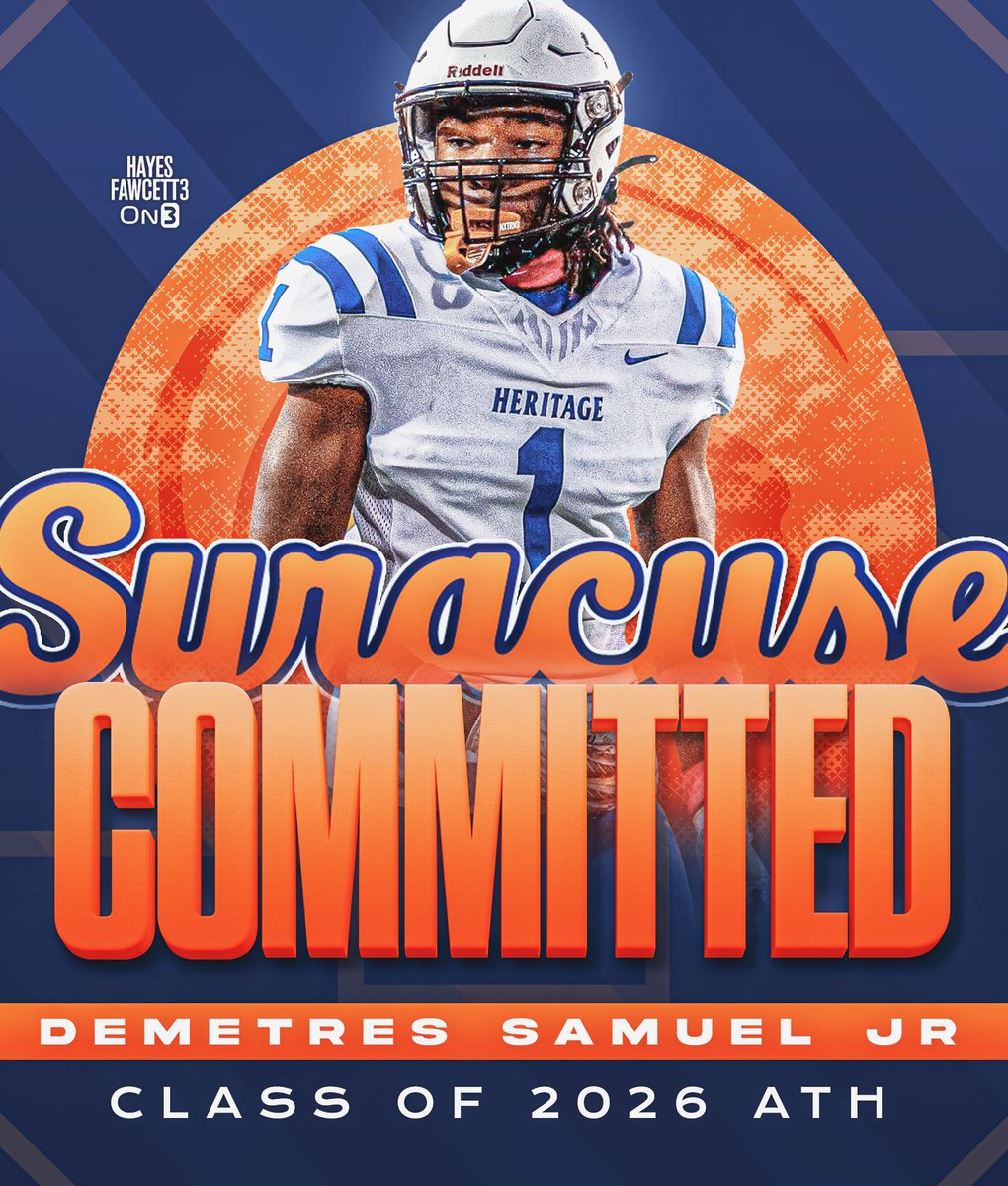 BREAKING: Four-Star ATH Demetres Samuel Jr. has Committed to Syracuse, he tells me for @on3recruits The 6’1 190 ATH from Palm Bay, FL chose the Orange over Florida, Minnesota, & Nebraska Samuel is ranked as a Top 80 Recruit in the ‘26 Class (No. 4 ATH) per On3