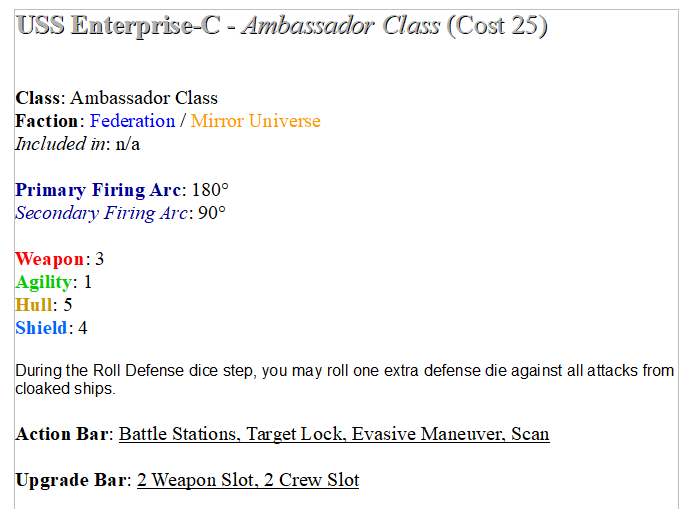 Bran_Ridire's tweet image. I even had the perfect idea for it&apos;s stats, both general and as a named ship.
#AmbassadorClass #EnterpriseC #Alliance