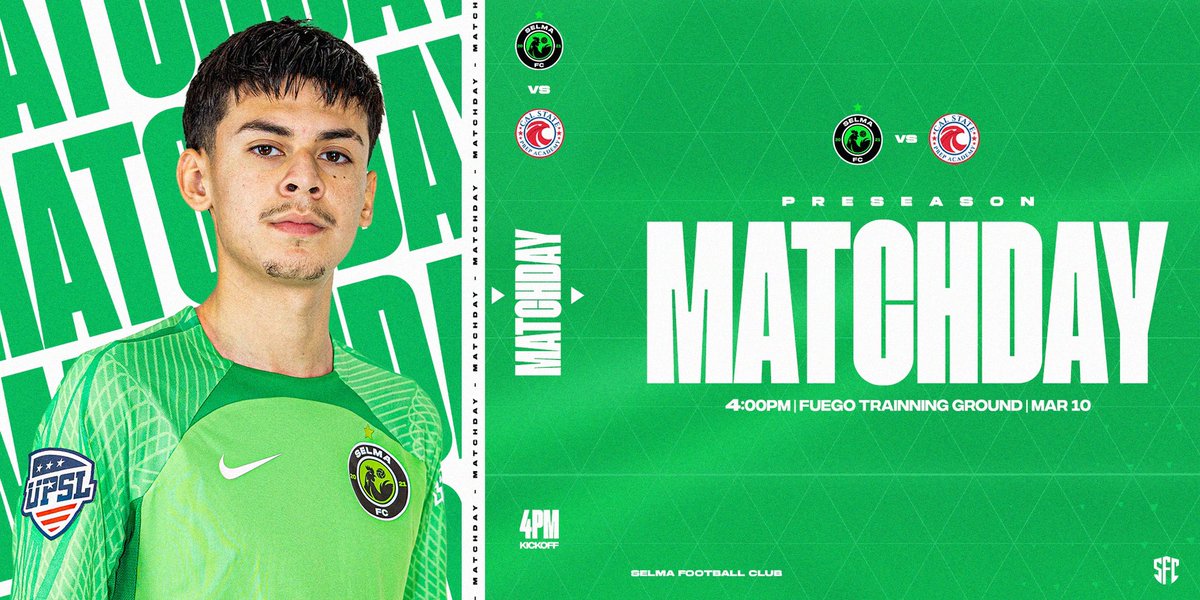 Ladies &amp; gentlemen it’s matchday. Selma FC take on their first preseason match of the season at home. OPEN TO PUBLIC. 

🗓️ Sun Mar 10 
🏟️ 5397 E Olive Ave Fresno CA 
🆚 @calstateprepacademy 
⏰ 4:00 PM

#fresno #selma #kingsburg #fowler #orosi #dinuba #clovis #fuegofc #valley