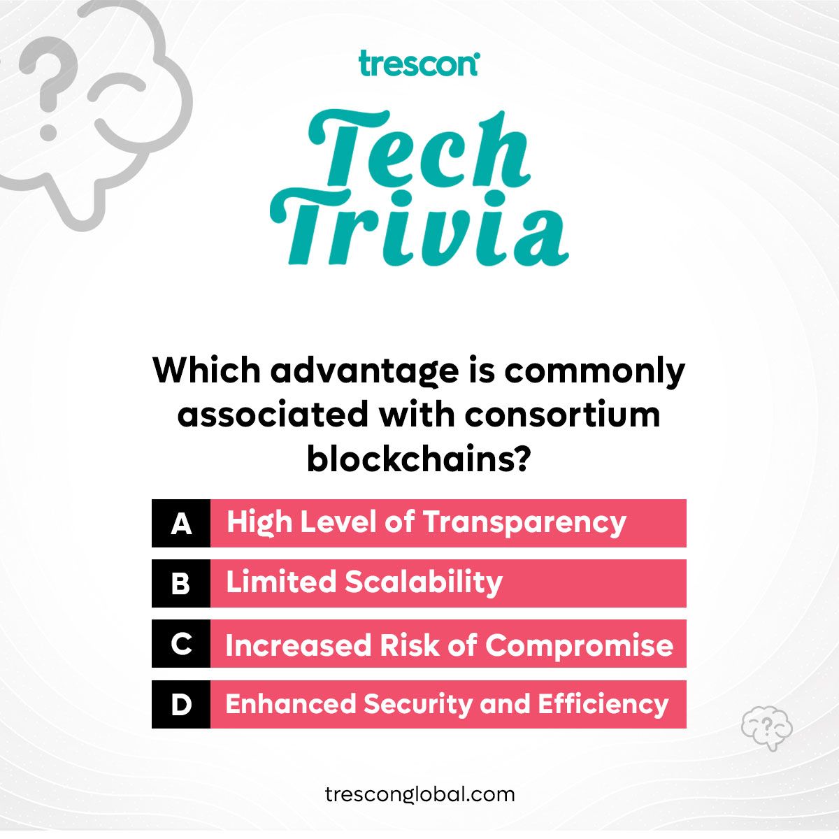 Dive into the world of consortium blockchains with our Tech Trivia live on LinkedIn! 

Don't miss out – join us now to win the Tech Virtuoso Badge! 

Link: hubs.li/Q02pWlfZ0

#TresconTechTrivia #Trescon #TechTrivia #BlockchainTechnology