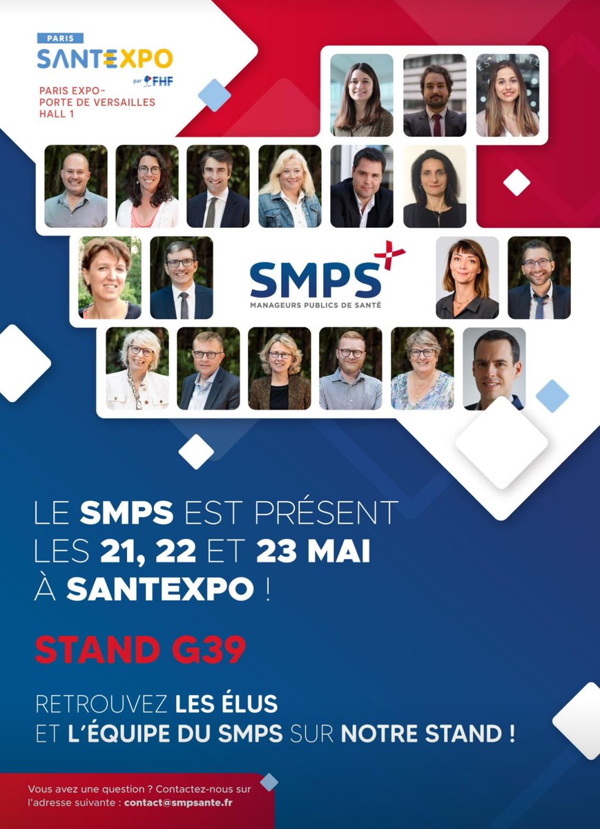 @SMPS_national à @parisSANTEXPO Venez échanger sur notre stand ▶️ Réformes en cours de tous les corps de Directeurs, des Ingénieurs, des Cadres ▶️ Égalité professionnelle & Développement Durable ▶️ Amélioration du service public hospitalier car nous sommes acteurs @LvvDh