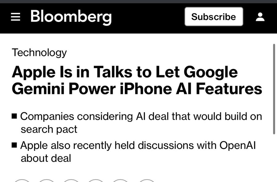 mayurik032's tweet photo. "In 2024, #Apple  faced its limits, abandoning EV ambitions against Tesla and admitting defeat to Google and OpenAI in generative AI. #ios  users win with genuine innovation, not recycled Siri." https://t.co/Ts9yf1jGgU