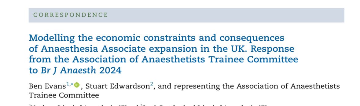 We commend Hanmer et al on their economic modelling of Anaesthesia Associate expansion in the UK. Read our official response here ⬇️ tinyurl.com/bct9y5k3