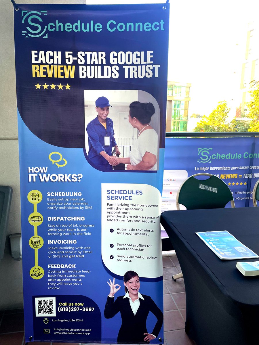 ScheduleConnect's tweet image. 🌟 Stepped into the vendor spotlight for the first time at an LA event with Schedule Connect!  echoing our commitment to Management software and trust-building. Excited to connect, dispatch, and get real-time feedback, LA! #TechInService #ScheduleConnect #LAVendors #SaaS