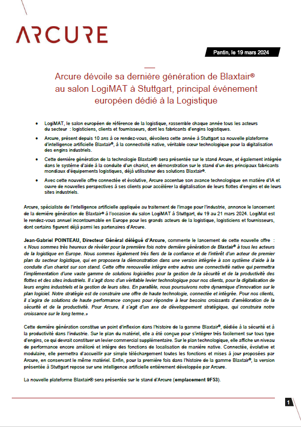 Arcure Blaxtair (@blaxtair) on Twitter photo 📢 Communiqué de presse
Aujourd'hui, nous dévoilons au salon <a href="/LogiMATDaily/">LogiMAT Daily</a> la dernière génération de Blaxtair.
Connectée, modulaire et évolutive, cette plateforme technologique constituera un nouveau levier pour notre croissance !
#ArtificialIntelligence #techforgood 📢 Communiqué de presse
Aujourd'hui, nous dévoilons au salon <a href="/LogiMATDaily/">LogiMAT Daily</a> la dernière génération de Blaxtair.
Connectée, modulaire et évolutive, cette plateforme technologique constituera un nouveau levier pour notre croissance !
#ArtificialIntelligence #techforgood