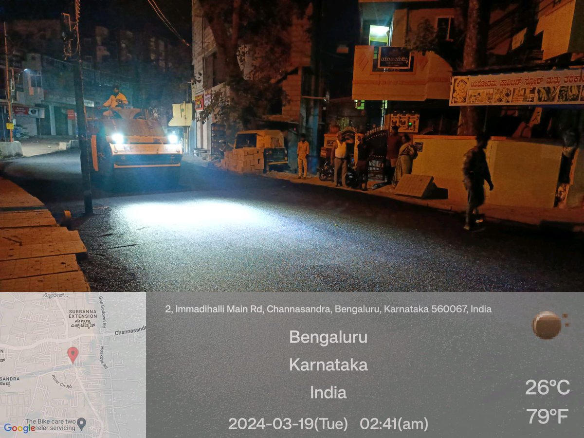 Asphalting work is in progress at Nagondanahalli Main Road.

These road works were funded and approved in 2022-23 but work was halted due to payment issues from BBMP.

1/2