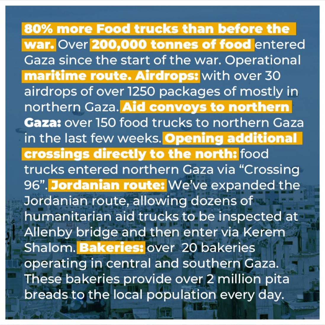 EylonALevy's tweet image. Israel is facilitating unlimited quantities of food, water, medicine, and shelter equipment into Gaza for civilians. 

Hamas is hijacking and hoarding aid. 

Here’s how we’re trying to help civilians who need it while stopping Hamas from stealing it.