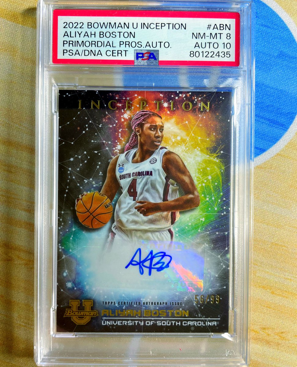 GarciaStudios's tweet photo. 2022 #BowmanInception #AliyahBoston Primordial #Prospect auto #Psa 8 #Auto 10

💙⁠*MY PC CARD OF THE DAY*🌞⁠

#aliyahboston #gamecocks #indianafever #sec #southcarolina #MadefortheW #wnbacards #collegehoops #sportscardscollector
#whodoyoucollect #sportscards #rookie #basketball https://t.co/BdnAGTIRDn