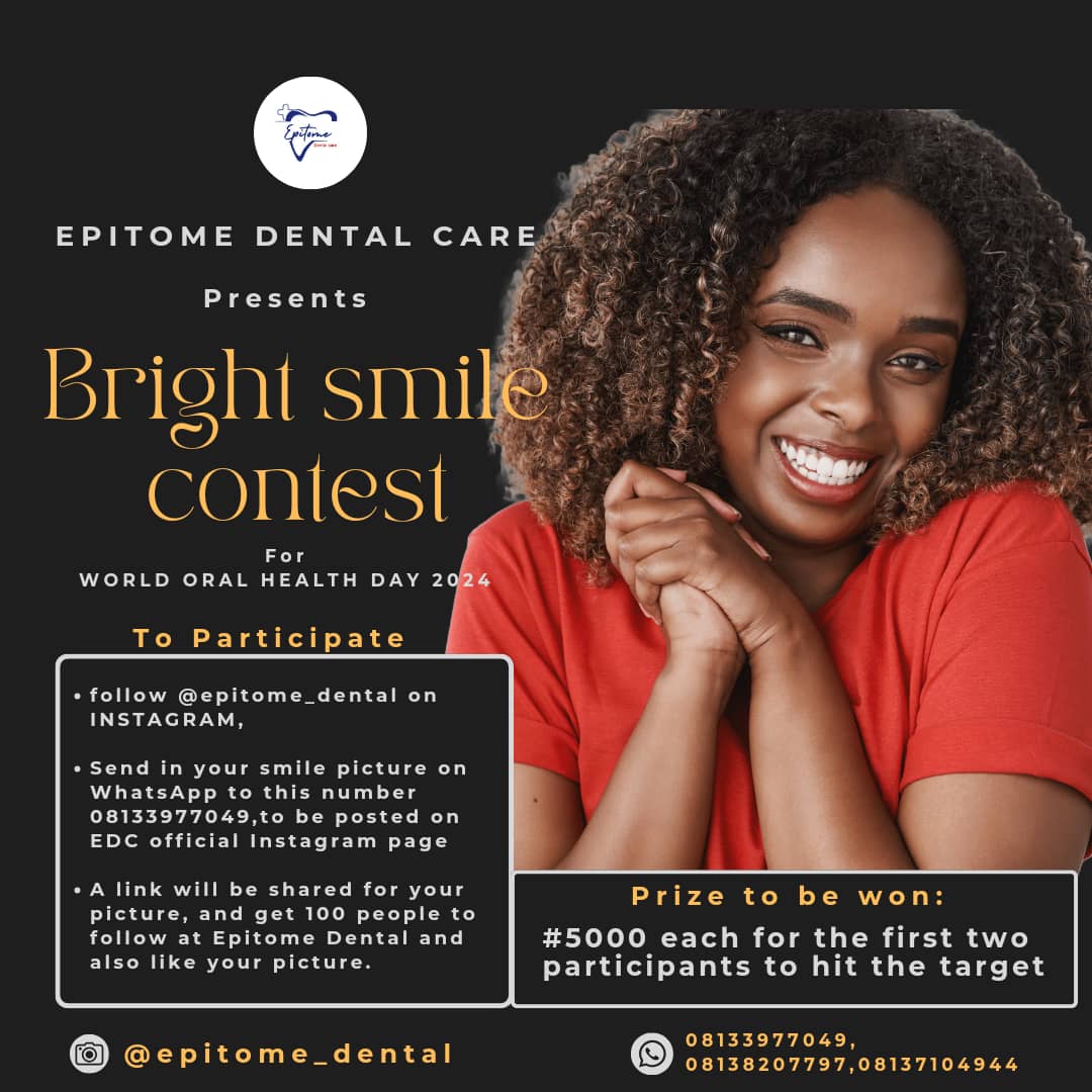 Free 5k! As a way to celebrate this year WORLD ORAL HEALTH DAY! @EpitomeDentalC is giving out 5k each to any one who send d in their pictures and have the highest likes! Don't miss out on this! Dm 08133977049 on WhatsApp to send in your SMILING PIC!, 😎 Soldiers yes daddy ibadan