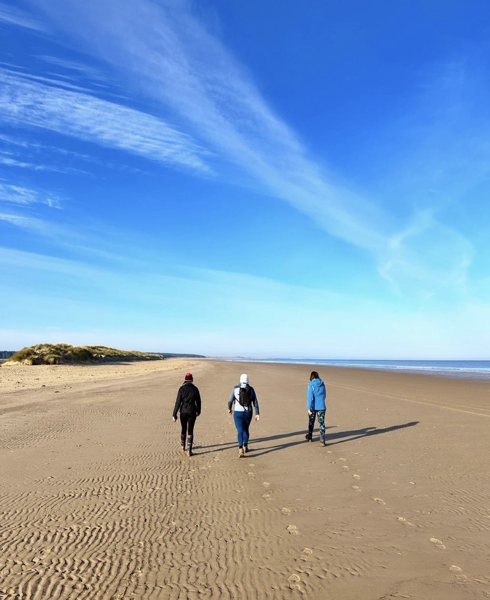 Beach strolls under blue skies💙✨ 📷 - @girlaroundnorthnorfolk Image description: Three people walk along the beach under beautiful blue skies. #Holkham #HolkhamEstate #VisitNorfolk #NorthNorfolkCoast